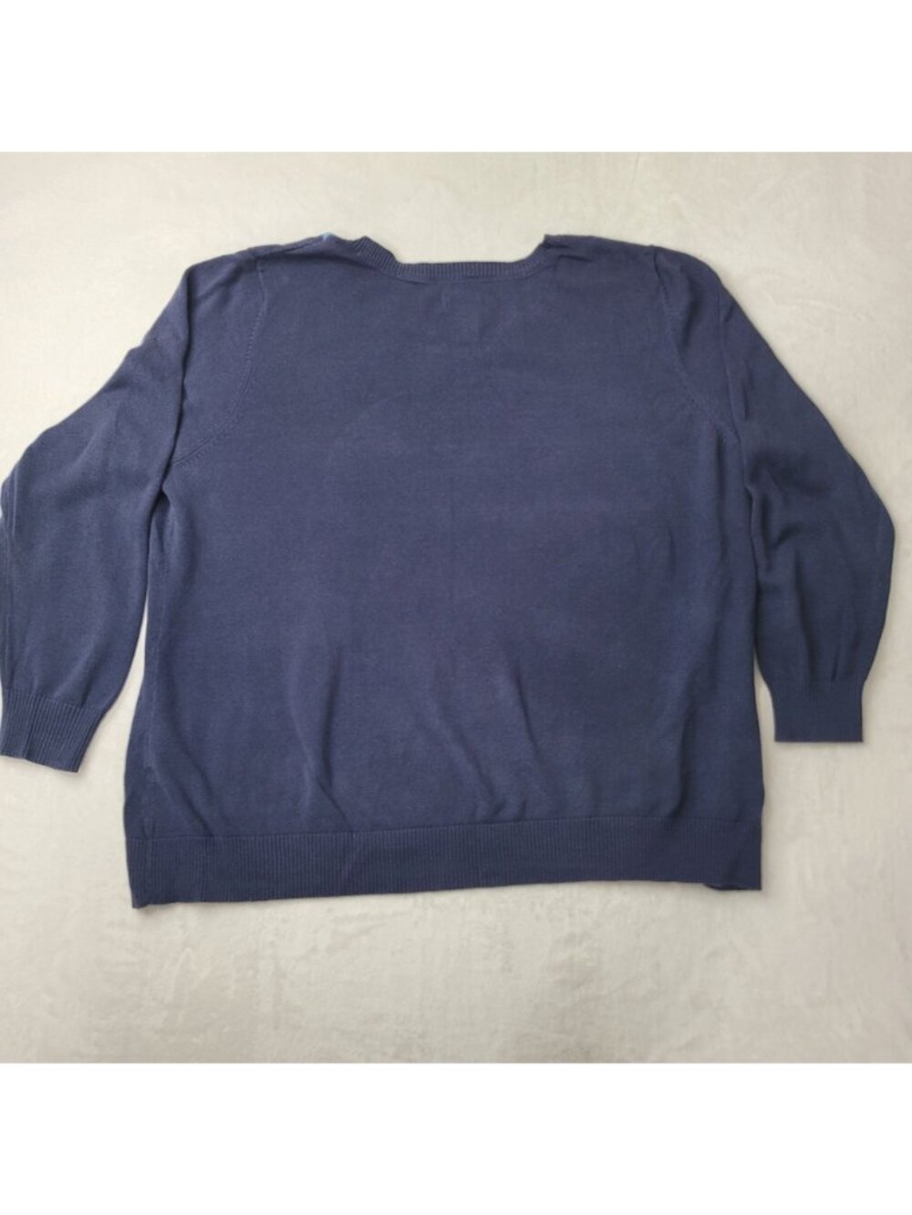 Caribbean Joe Women's Blue Argyle V-Neck Long Sleeve Sweater Size 2X - Picture 2 of 10